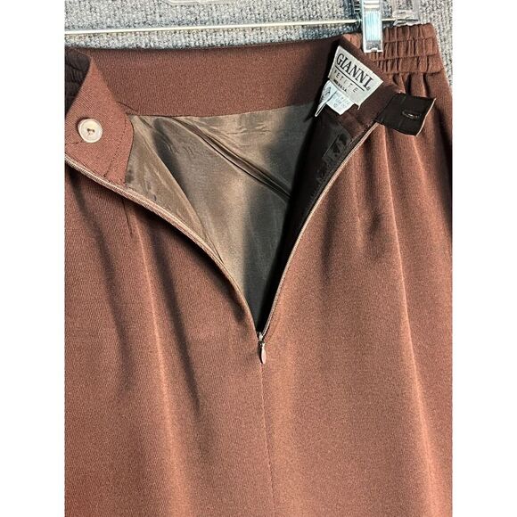VTG Gianni Petite Mini Pencil Skirt 100% Wool Elastic Waist Slit Brown Women 10P - Picture 8 of 11
